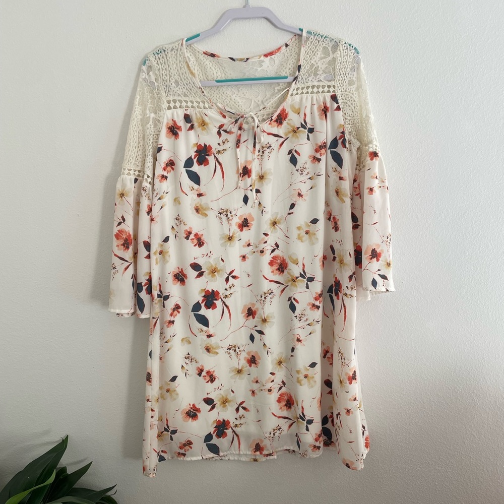 Dainty cream lace floral dress